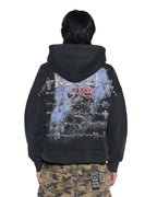 Mens Death Snake Halen Zip Hoodie Ash Baggy Fleece - Black