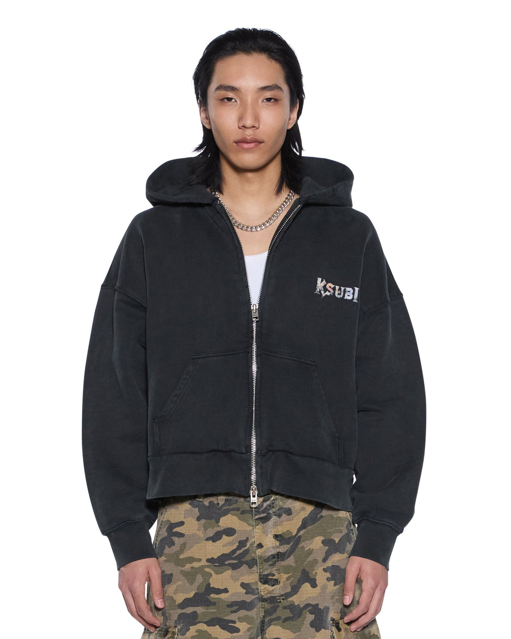 Mens Death Snake Halen Zip Hoodie Ash Baggy Fleece - Black