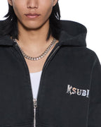 Mens Death Snake Halen Zip Hoodie Ash Baggy Fleece - Black