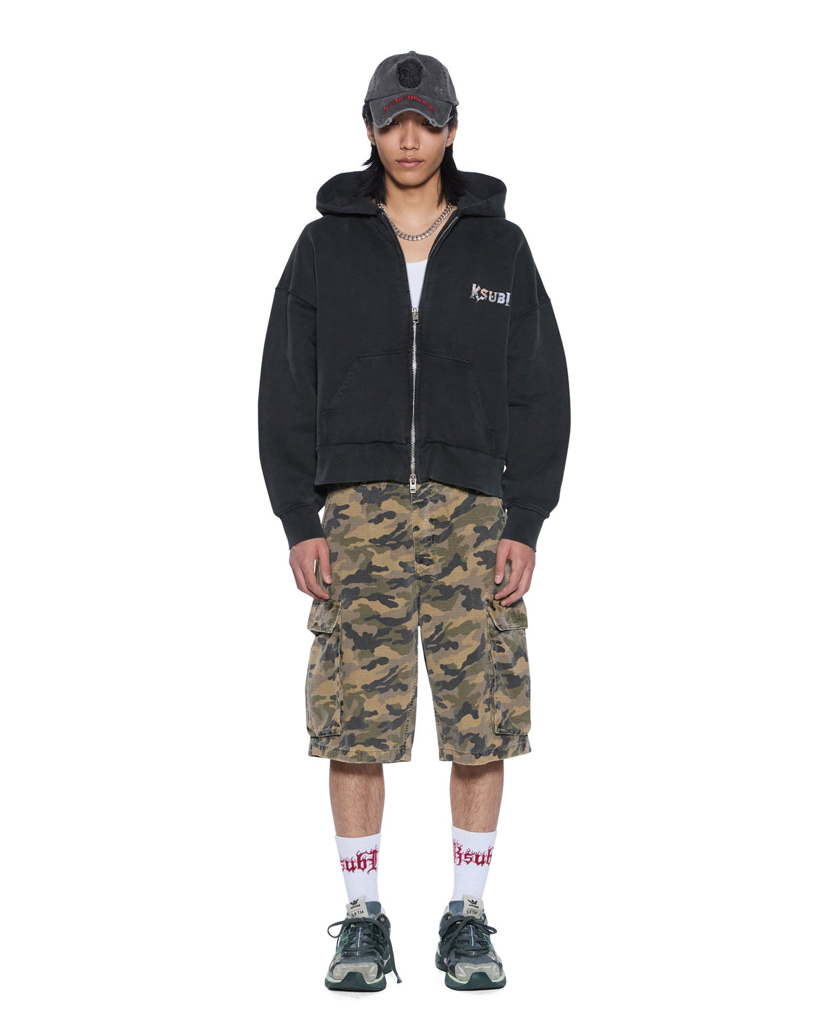 Mens Death Snake Halen Zip Hoodie Ash Baggy Fleece - Black