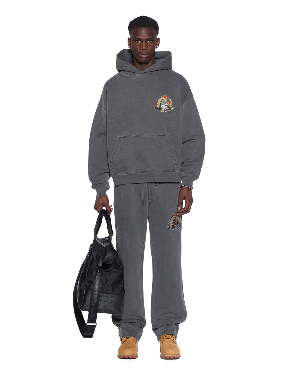 Mens Krest Ekcess Hoodie Charcoal Oversized Fleece - Grey