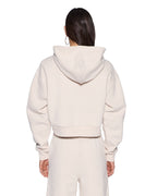 Womens Origin Cropped Hoodie Ecru Relaxed Fleece - Beige