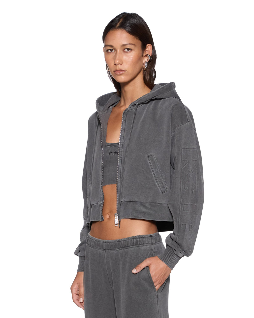 Womens Sott Origin Hoodie Charcoal Regular Fleece - Grey
