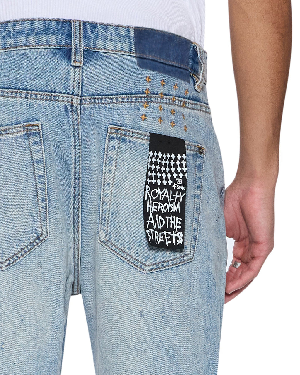 Mens Hazlow Scatter Blue Straight Denim Jeans - Denim