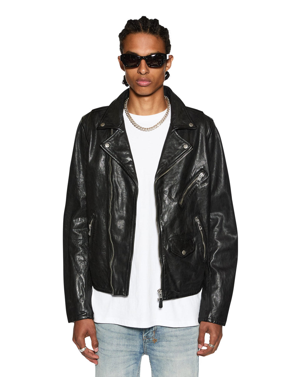 Mens Capitol Leather Jacket Black Regular Jackets - Black