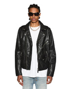 Mens Capitol Leather Jacket Black Regular Jackets - Black