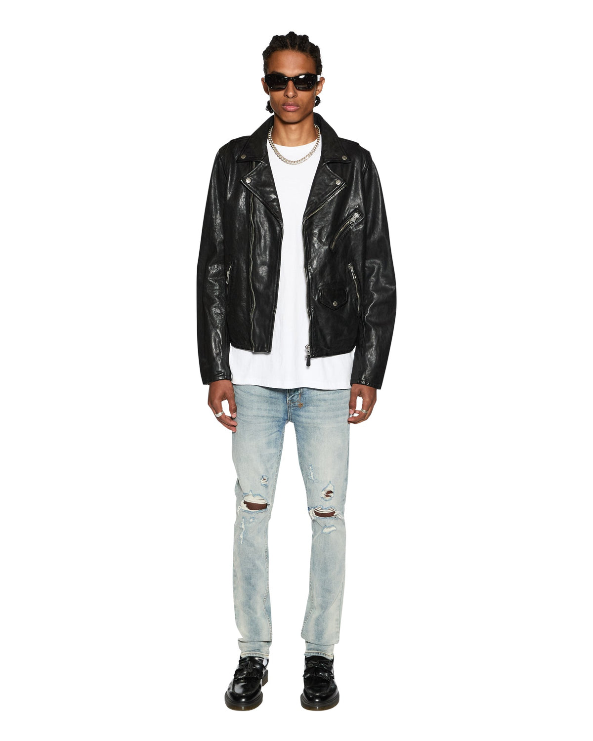 Mens Capitol Leather Jacket Black Regular Jackets - Black