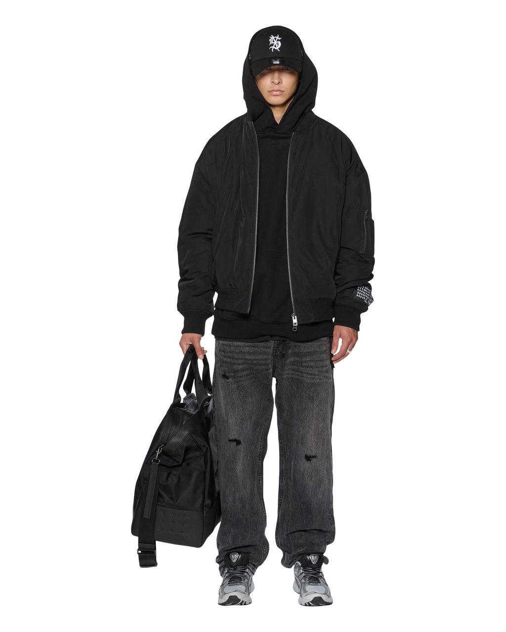 Mens Intruder Bomber Jacket Black Oversized Jackets - Black