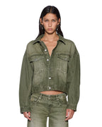 Womens Relax Trucker Jacket Militant Green Relaxed Jackets - Green