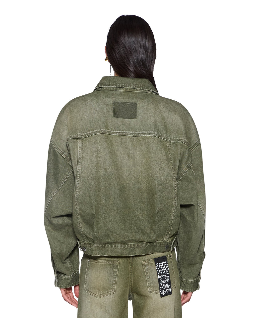 Womens Relax Trucker Jacket Militant Green Relaxed Jackets - Green
