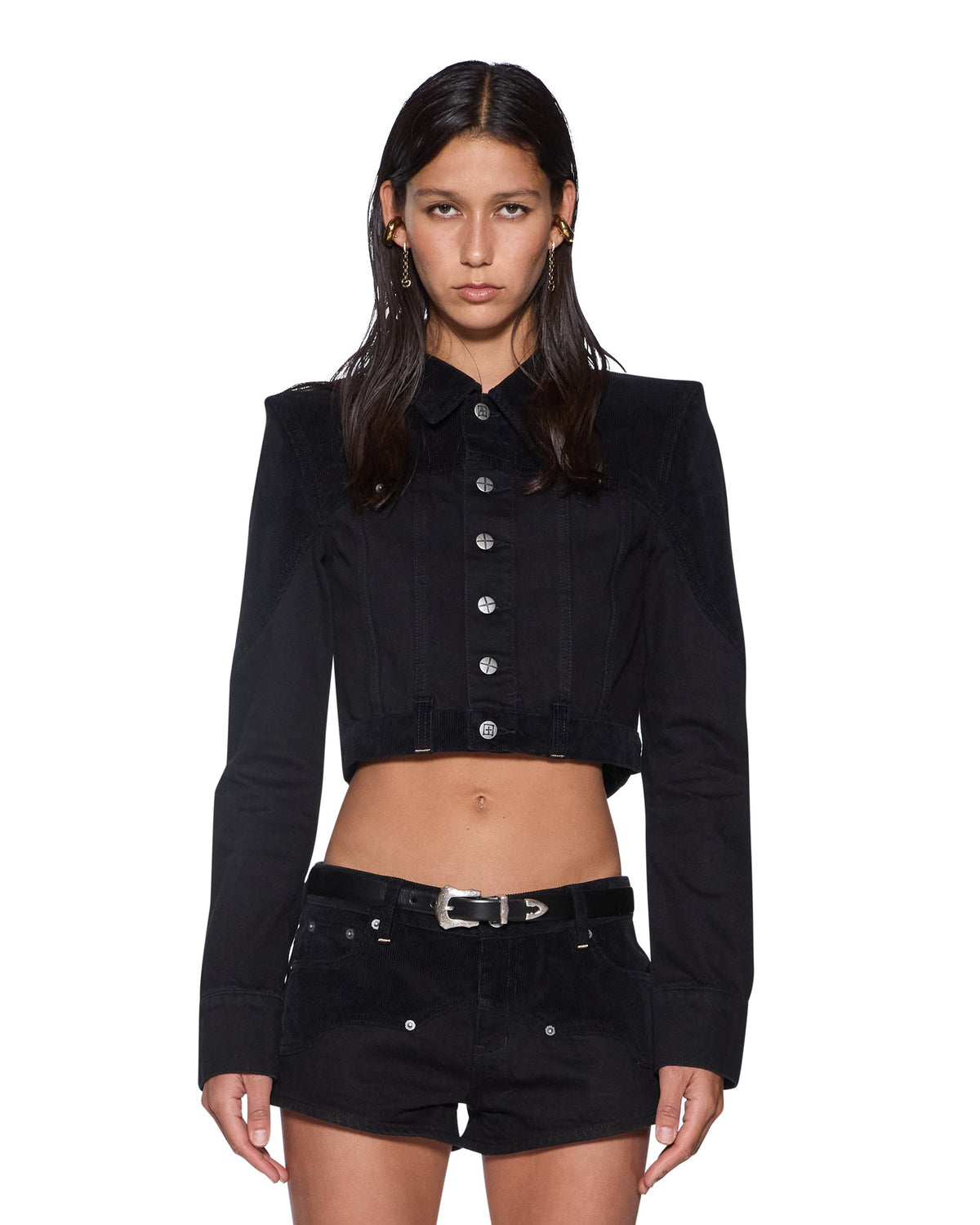 Womens Slim Trucker Jacket Saloon Black Slim Jackets - Black
