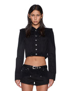 Womens Slim Trucker Jacket Saloon Black Slim Jackets - Black