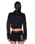 Womens Slim Trucker Jacket Saloon Black Slim Jackets - Black