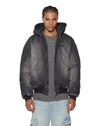 Mens Slouch Bomber Jacket Faded Black Relaxed Jackets - Black