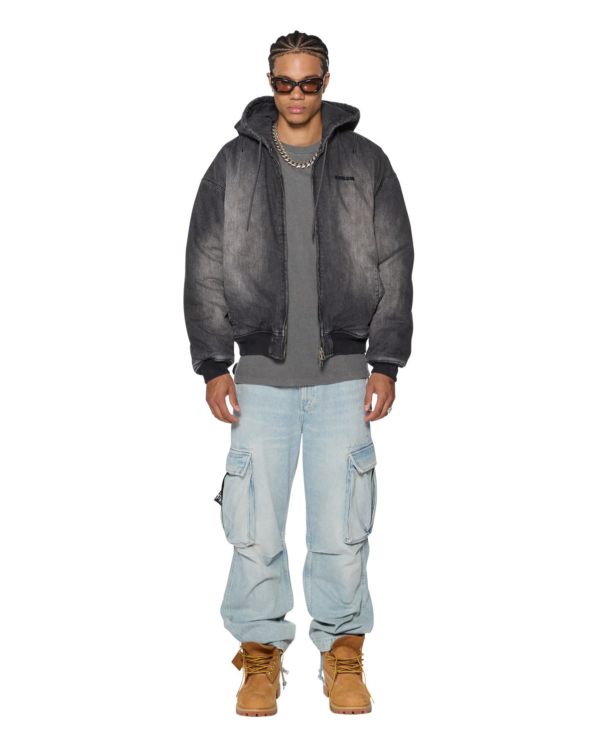 Mens Slouch Bomber Jacket Faded Black Relaxed Jackets - Black