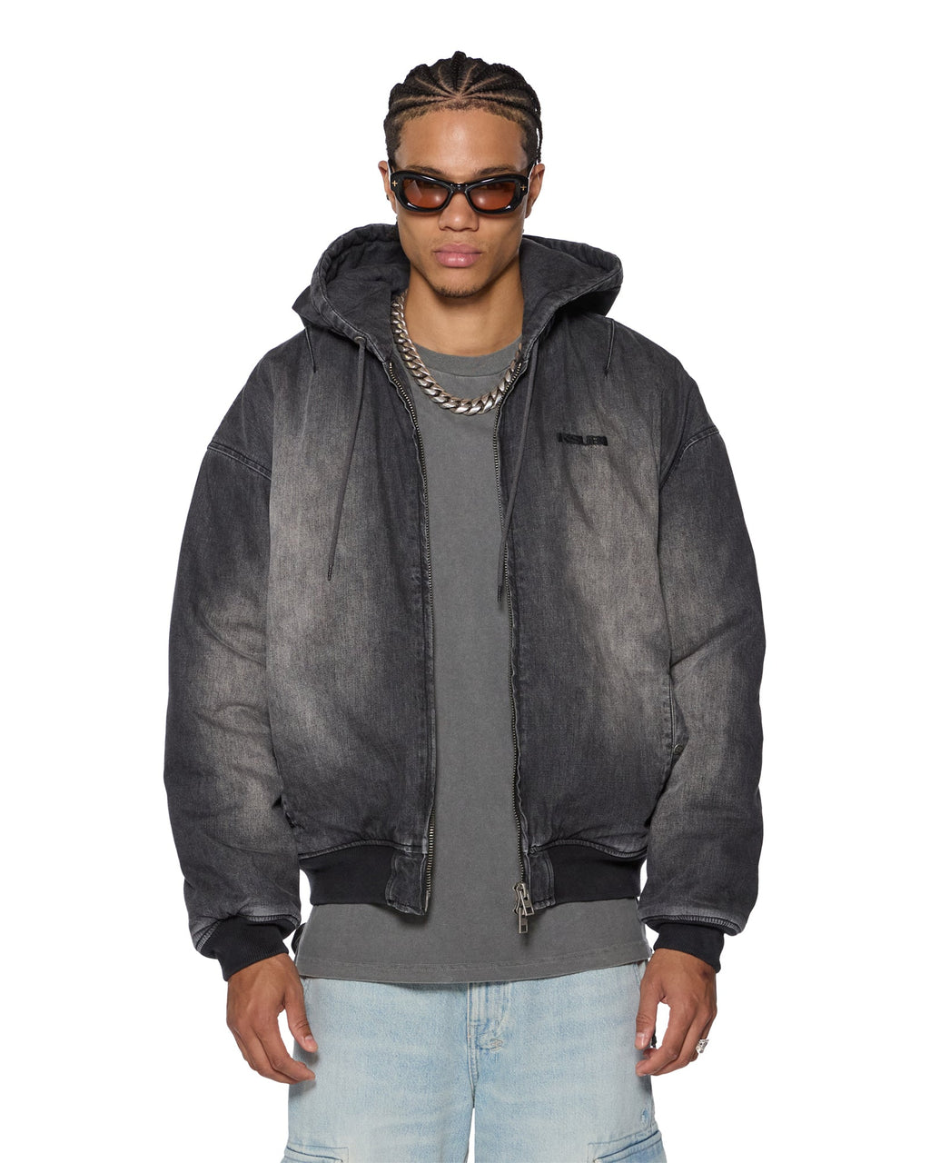 Mens Slouch Bomber Jacket Faded Black Relaxed Jackets - Black