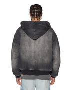 Mens Slouch Bomber Jacket Faded Black Relaxed Jackets - Black