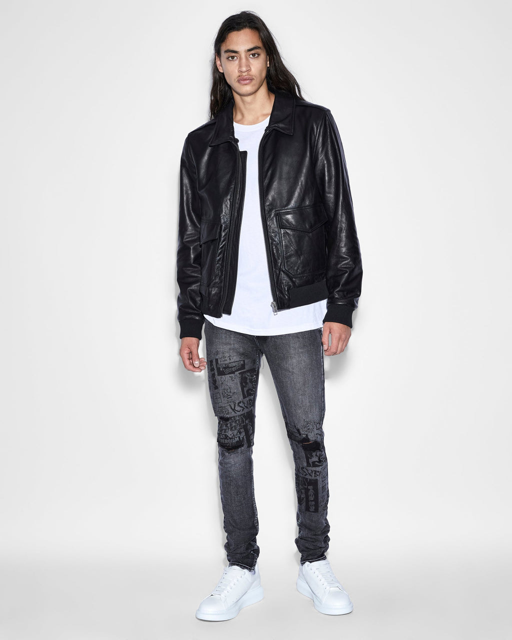 Mens Van Winkle Mash Up Skinny Denim Jeans - Black