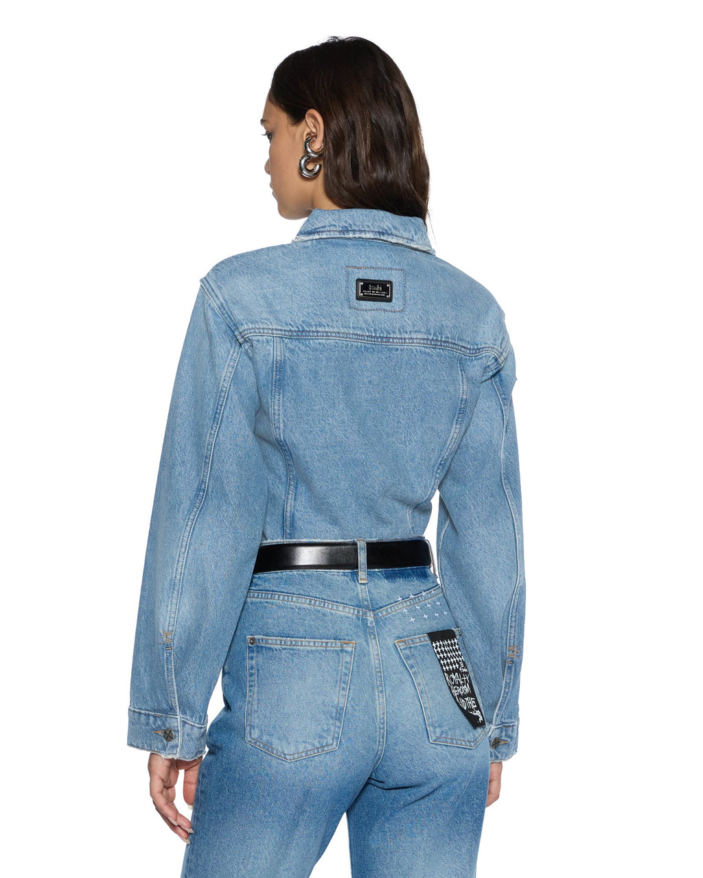 Womens Cinched Jacket Crop Tru Vintage Fitted Jackets - Denim