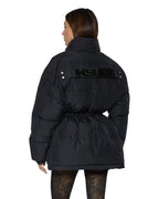 Womens Cinched Puffer Black Regular Jackets - Black