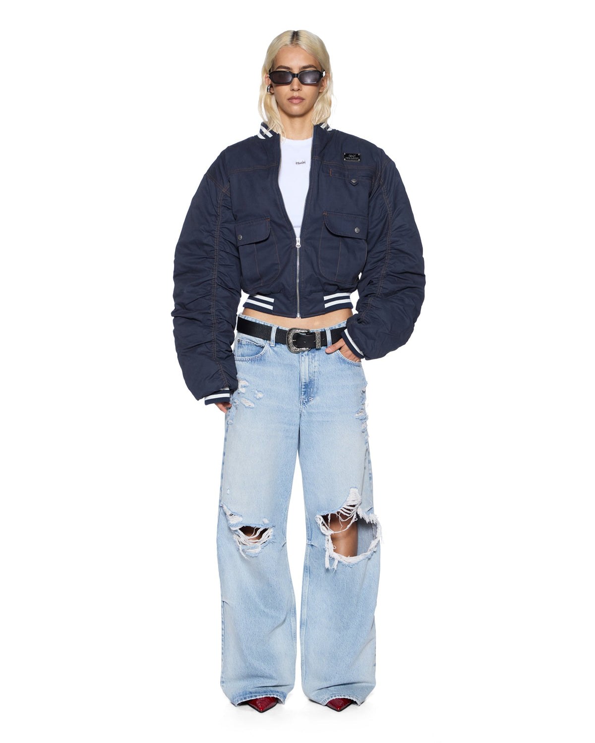 Womens Dynasty Bomber Jacket Navy Relaxed Jackets - Navy