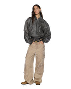 Womens Highway Bomber Vintage Black Regular Jackets - Black