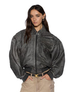 Womens Highway Bomber Vintage Black Regular Jackets - Black