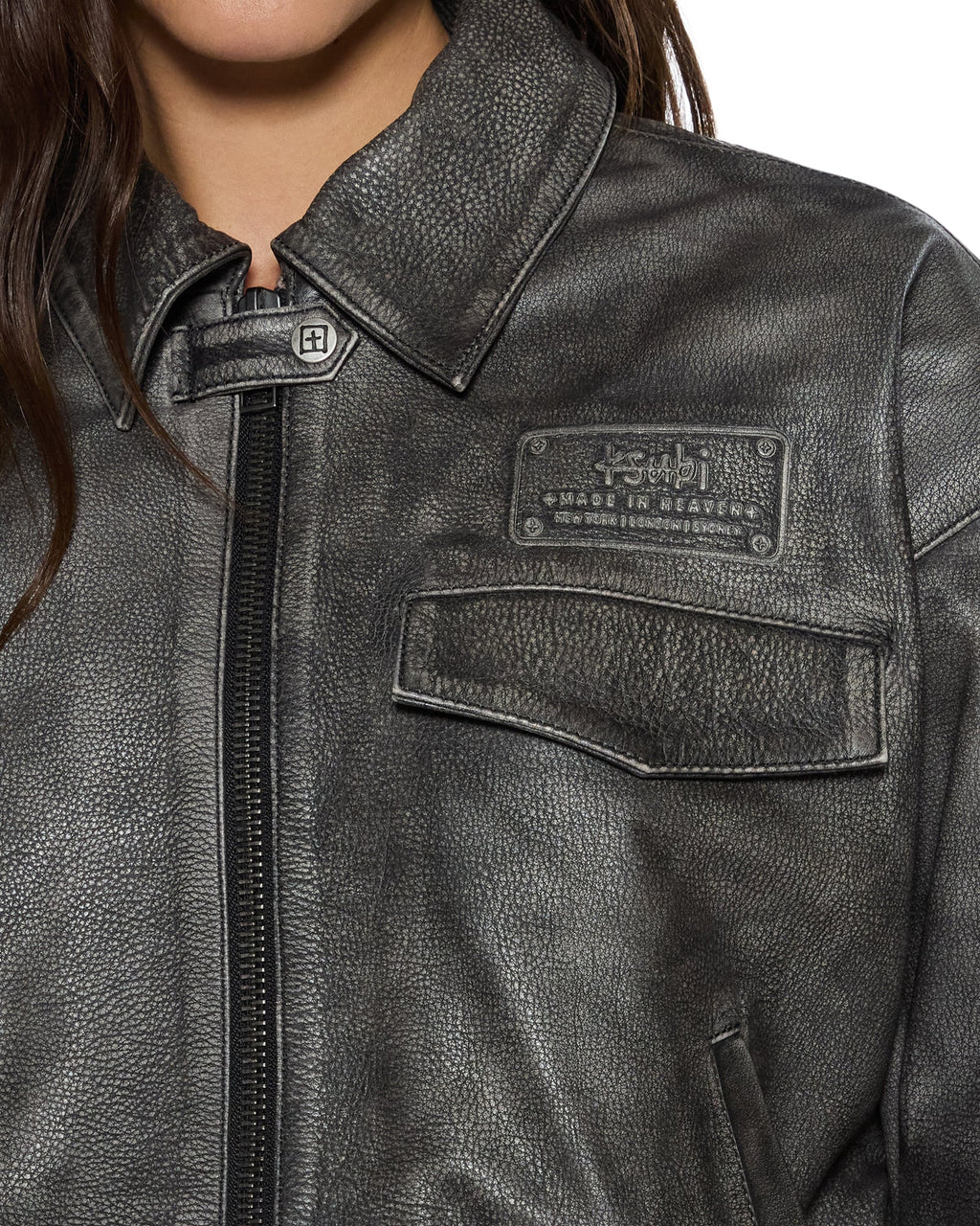 Womens Highway Bomber Vintage Black Regular Jackets - Black