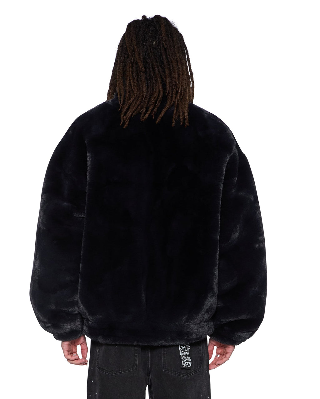 Mens Hussle Faux Fur Jacket Black Regular Jackets - Black