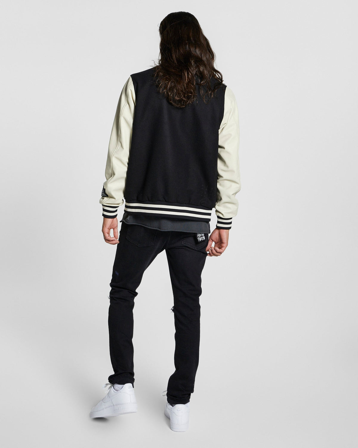 Mens King Patch Letterman Black Regular Jackets - Black