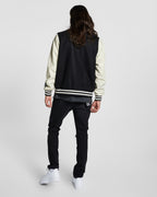 Mens King Patch Letterman Black Regular Jackets - Black