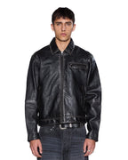 Mens Eldorado Leather Jacket Black Straight Jackets - Black