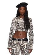 Womens Mowalola Crop Jacket Cheetah Fitted Jackets - Multi Colour
