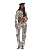 Womens Mowalola Crop Jacket Cheetah Fitted Jackets - Multi Colour