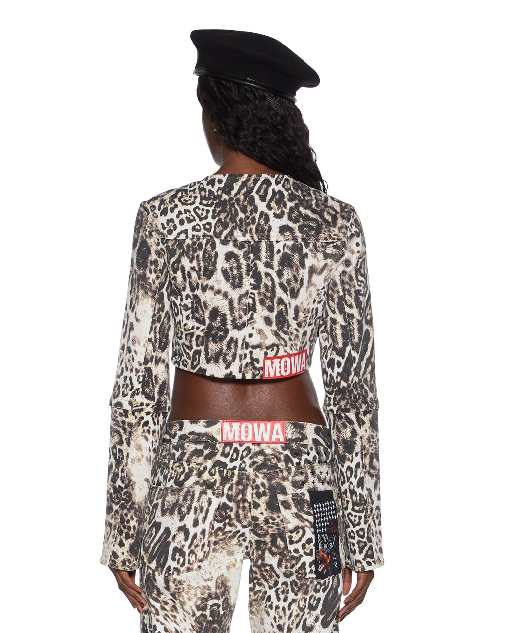 Womens Mowalola Crop Jacket Cheetah Fitted Jackets - Multi Colour
