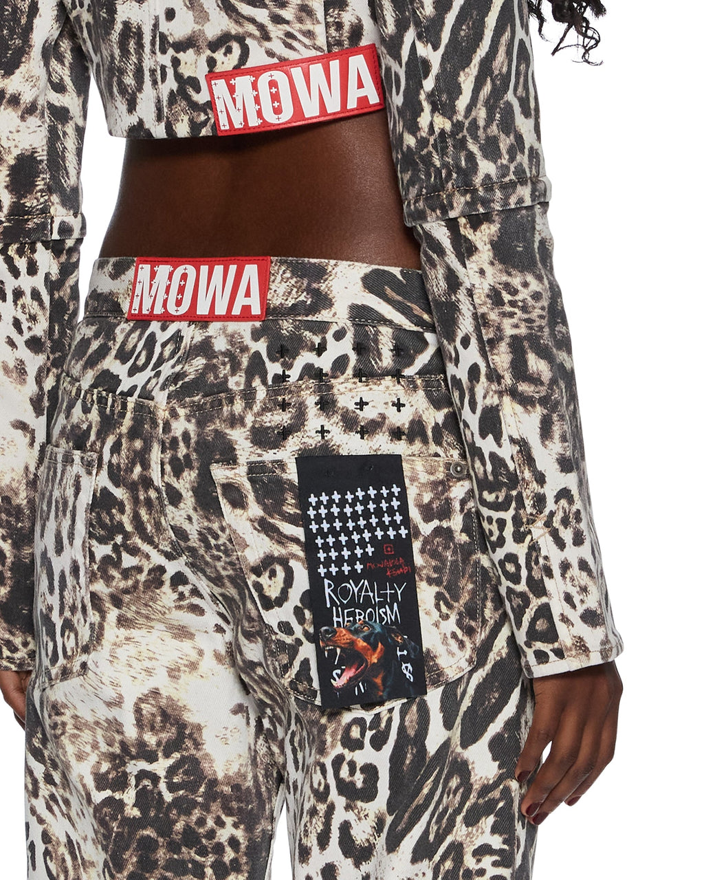Womens Mowalola Crop Jacket Cheetah Fitted Jackets - Multi Colour