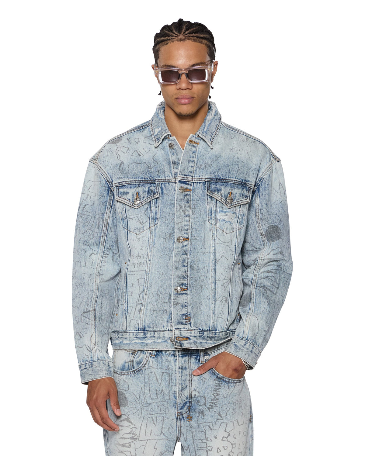 Mens Oh G Jacket Bunker Blue Noize Oversized Jackets - Denim