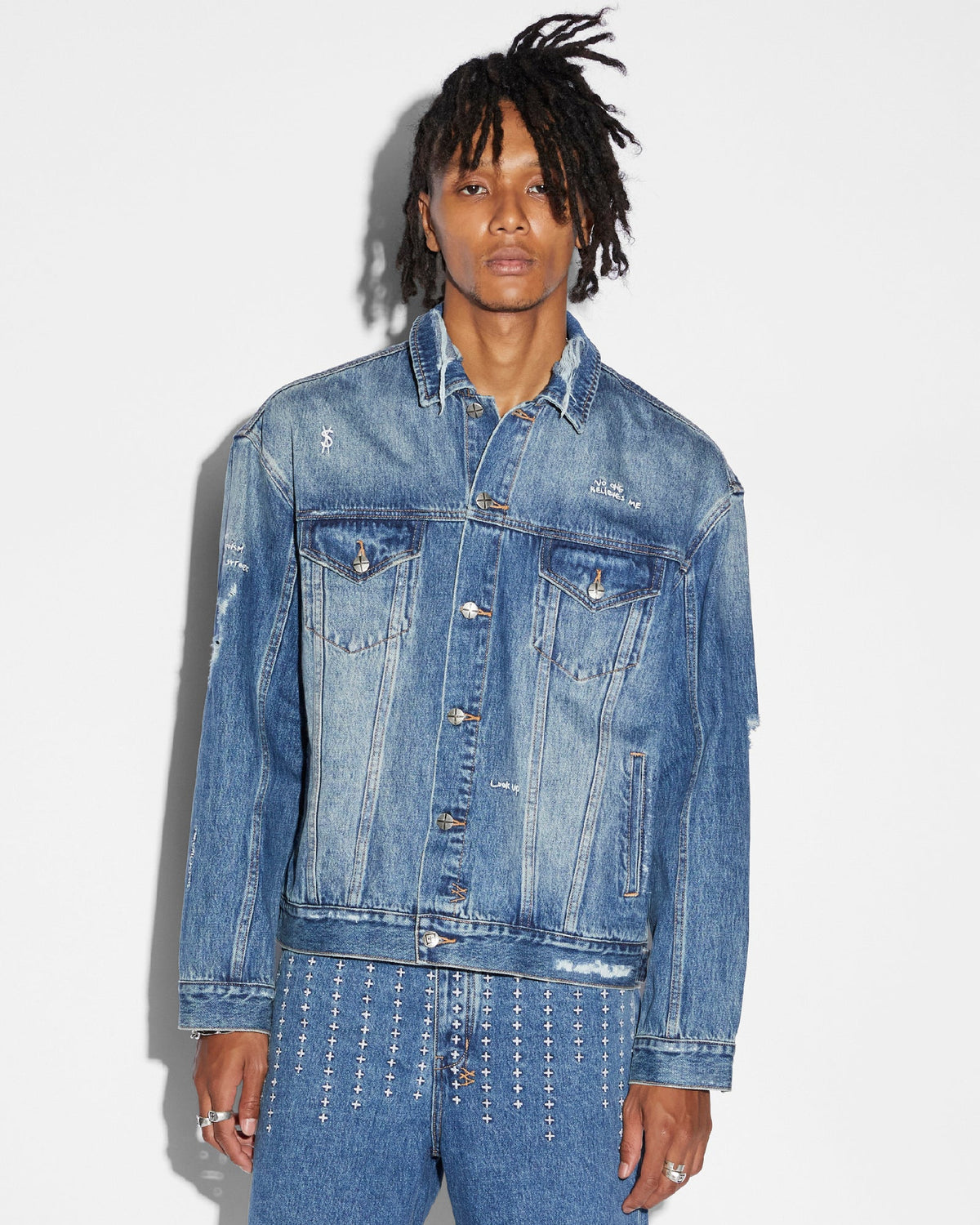 Mens Oh G Jacket Ekstatik Oversized Jackets - Denim