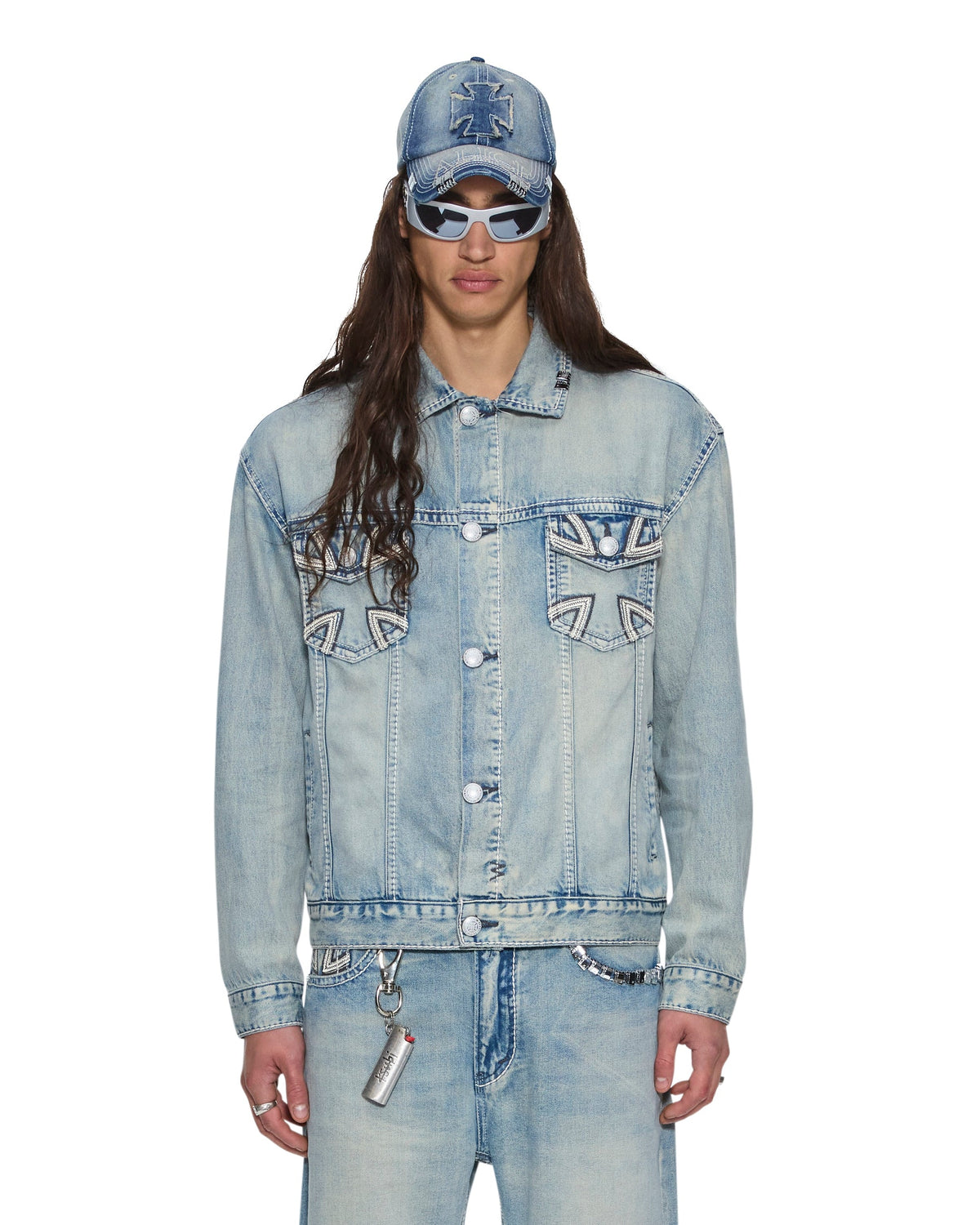 Mens Ksubi X Alice Hollywood Oh G Jacket Punk Regular Jackets - Denim