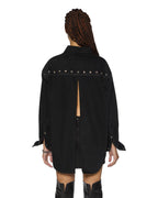 Womens Oversized Ls Shirt Split Vice Oversized Shirts - Black