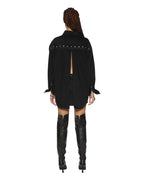Womens Oversized Ls Shirt Split Vice Oversized Shirts - Black