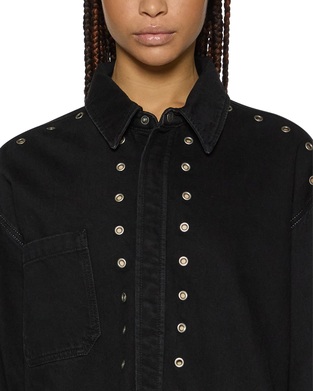 Womens Oversized Ls Shirt Split Vice Oversized Shirts - Black