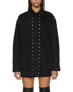 Womens Oversized Ls Shirt Split Vice Oversized Shirts - Black