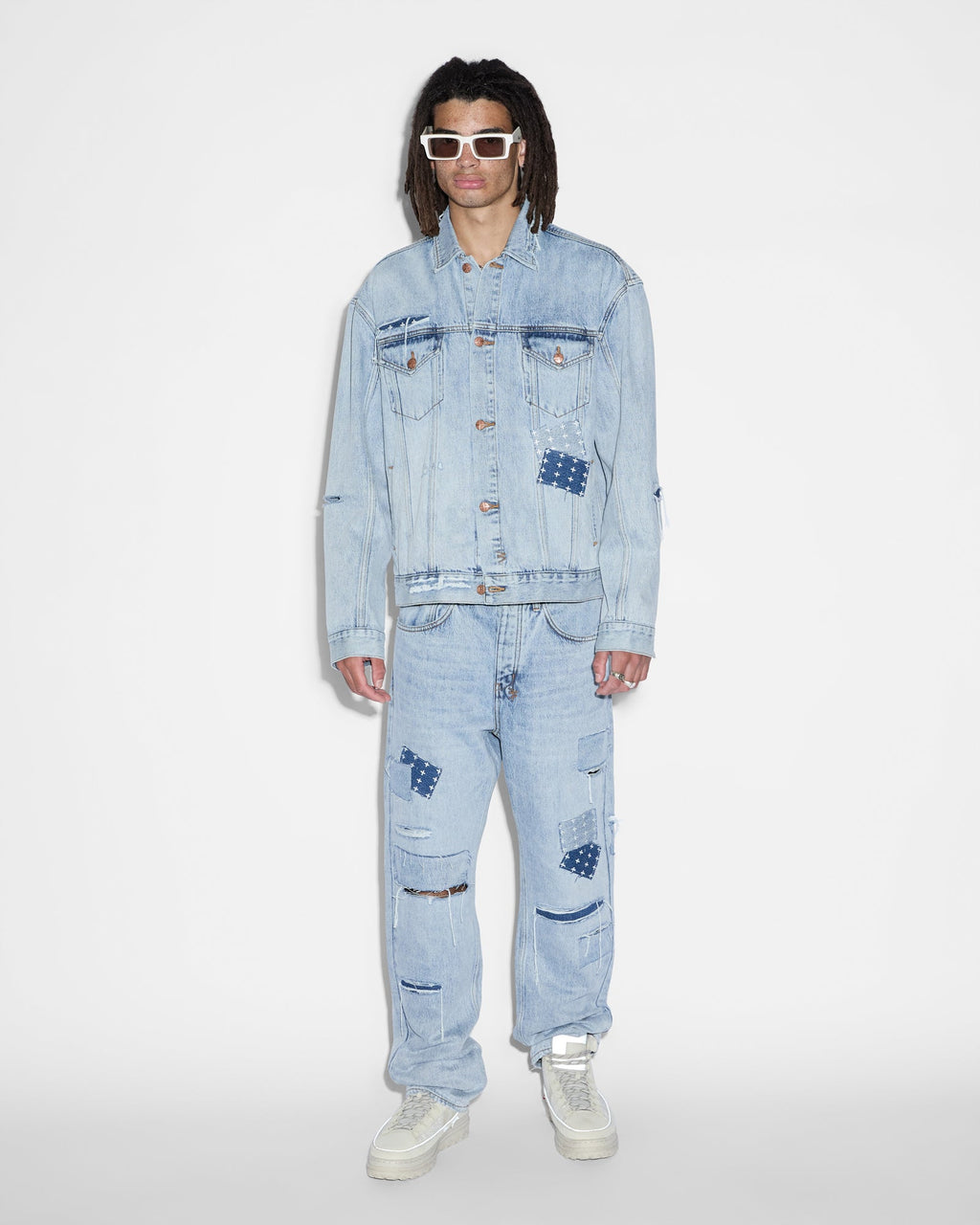 Mens Anti K Mills Repair Relaxed Denim Jeans - Denim