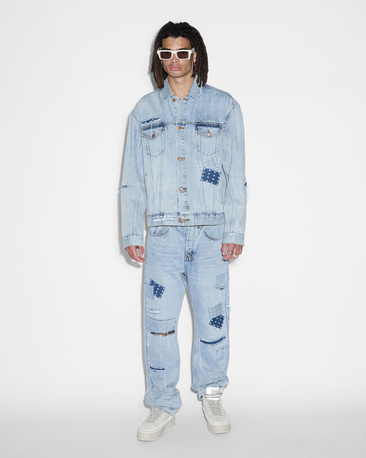 Mens Anti K Mills Repair Relaxed Denim Jeans - Denim