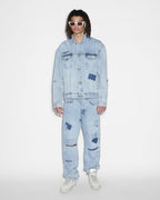 Mens Anti K Mills Repair Relaxed Denim Jeans - Denim