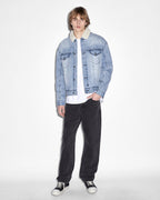 Mens Oh G Jacket Sherpa Mid Blue Oversized Jackets - Denim