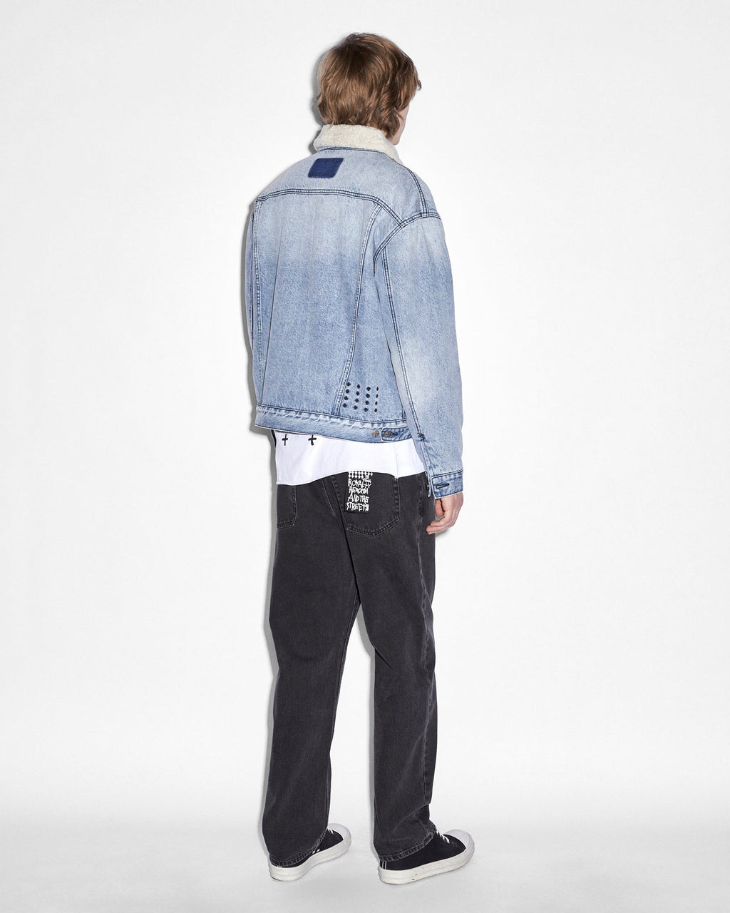 Mens Oh G Jacket Sherpa Mid Blue Oversized Jackets - Denim