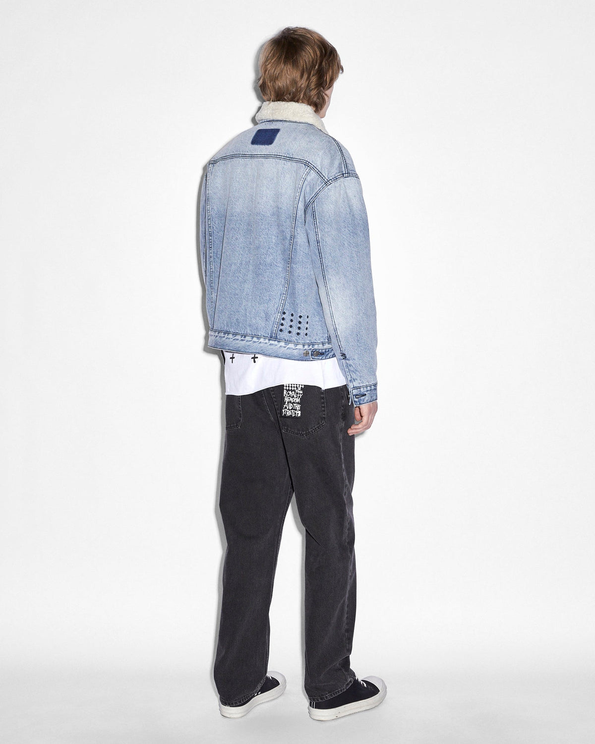 Mens Oh G Jacket Sherpa Mid Blue Oversized Jackets - Denim