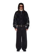 Mens Patched Varsity Jacket Black Regular Jackets - Black